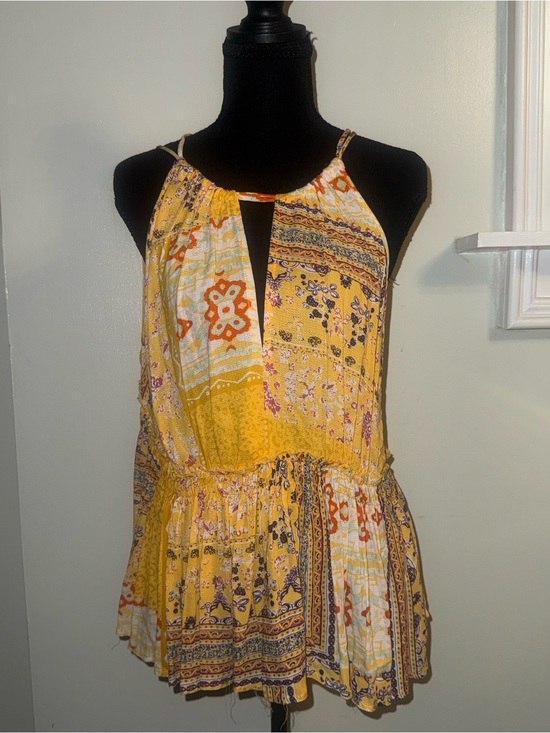 Rachel Zoe Tops - Rachel Zoe Yellow Patchwork Halter Tank Top